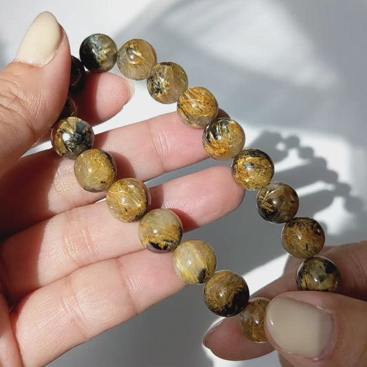 [MBGR02] Golden Rutilated Quartz Beaded Bracelet 高品碟鈦晶 10mm