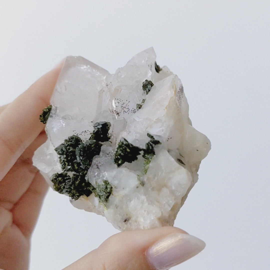 [EP06] Epidote with Clear Quartz 綠簾石水晶共生(花園水晶)